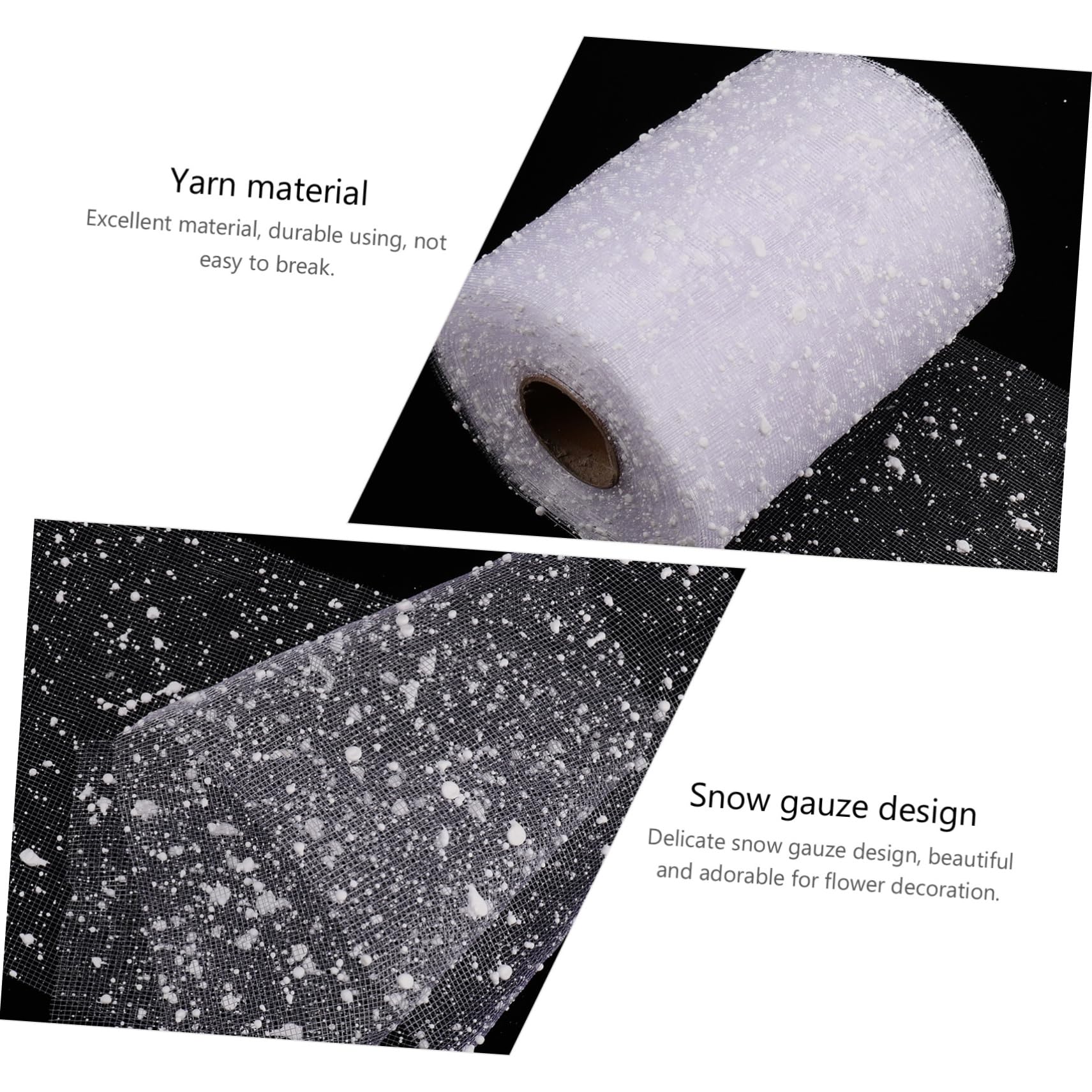 4rouleaux Décoratif Tulle Pour Bouquet De Élégant Avec Motif De Neigeuses Pour Décorations De Et