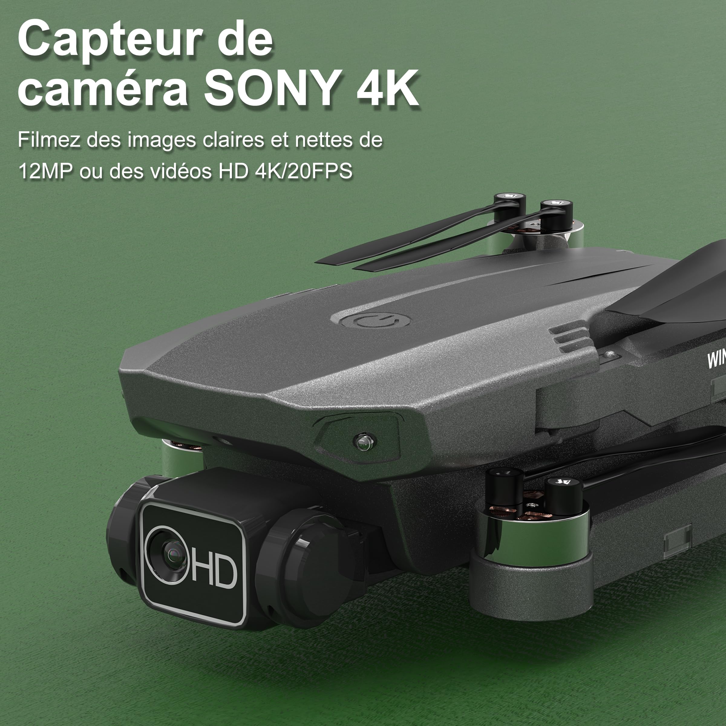 Drone avec caméra 4K pour adultes/Débutants, GPS Quadricoptère Télécommandé avec Auto Follow & WIFI 5G FPV, <249g, 2 batteries