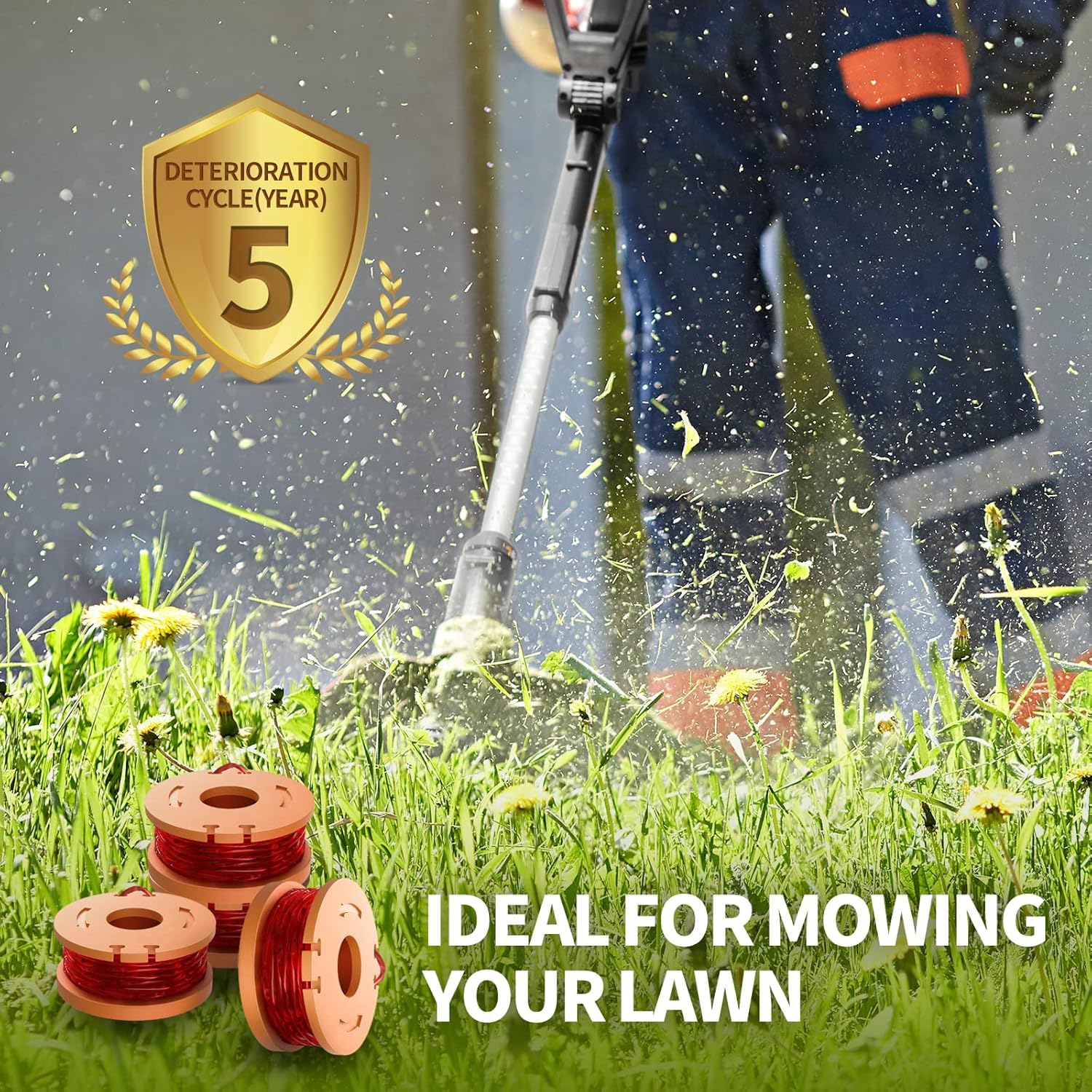 Eventronic WA0010 Trimmer Line Compatible with Worx String Trimmer, 0.065" Autofeed Replacement Trimmer Spool for Worx String Trimmer(8 Spools + 2 Caps) : Patio, Lawn & Garden