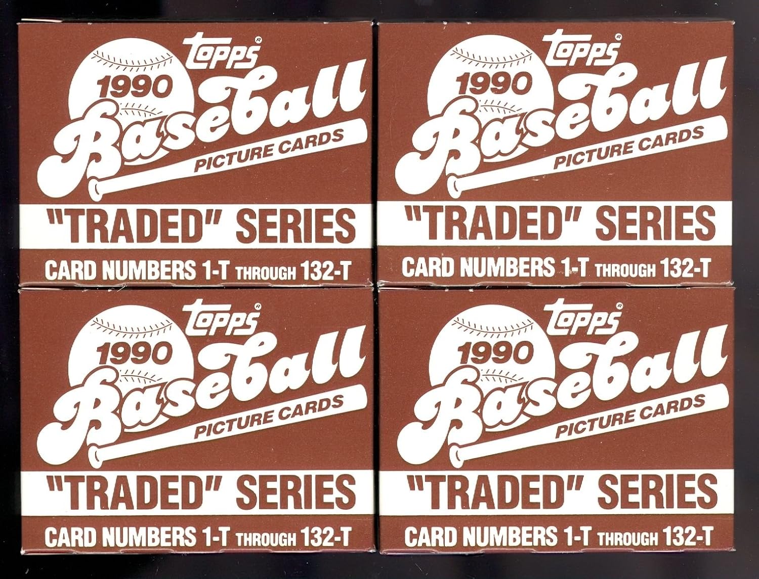 FOUR LOT 4X 1990 Topps Traded Baseball Card Complete set Box Collection