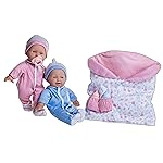 JC Toys La Baby 11 Soft Body Twin Baby Dolls - Removable Outfits and Reversible Sleeping Bag & Accessories- Small Baby Doll Toys for Children 12 Months +