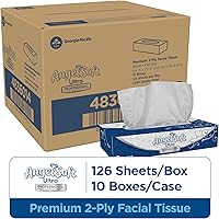 Vista 2 de Georgia-Pacific Angel Soft Ultra Professional Series - Pañuelos faciales premium de 2 capas (4836014), 126 hojas por caja, 10 cajas planas de tisú