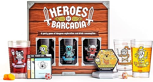 Rollacrit Heroes of Barcadia - Juego de fiesta con Liquid Life System y piezas impermeables