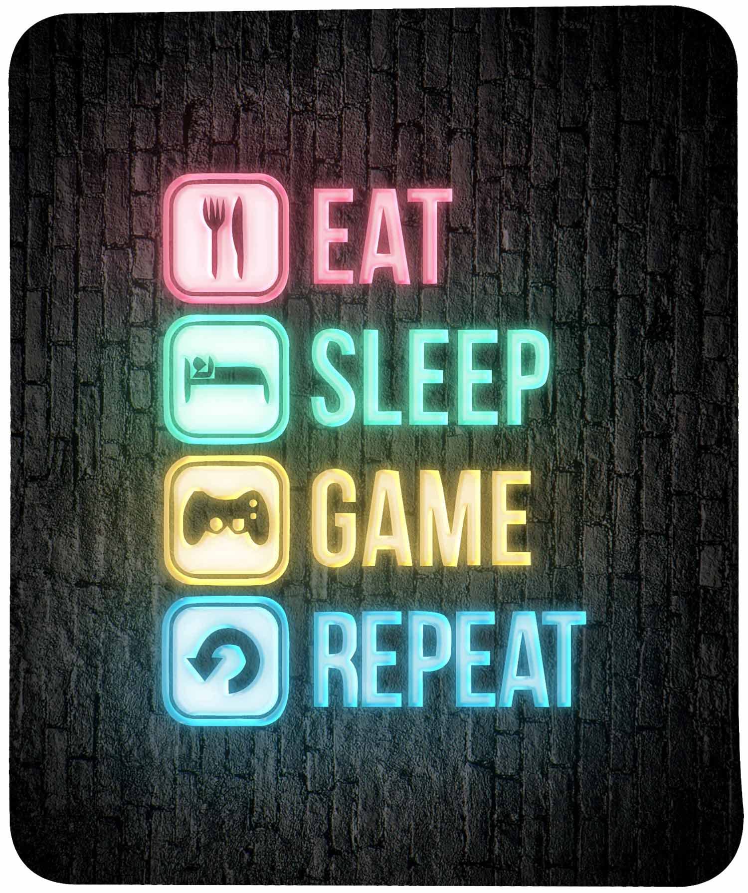 VIVIPOW Gaming Mouse Pad, Stitched Edges Mouse Pad with Eat Sleep Game Repeat Pattern