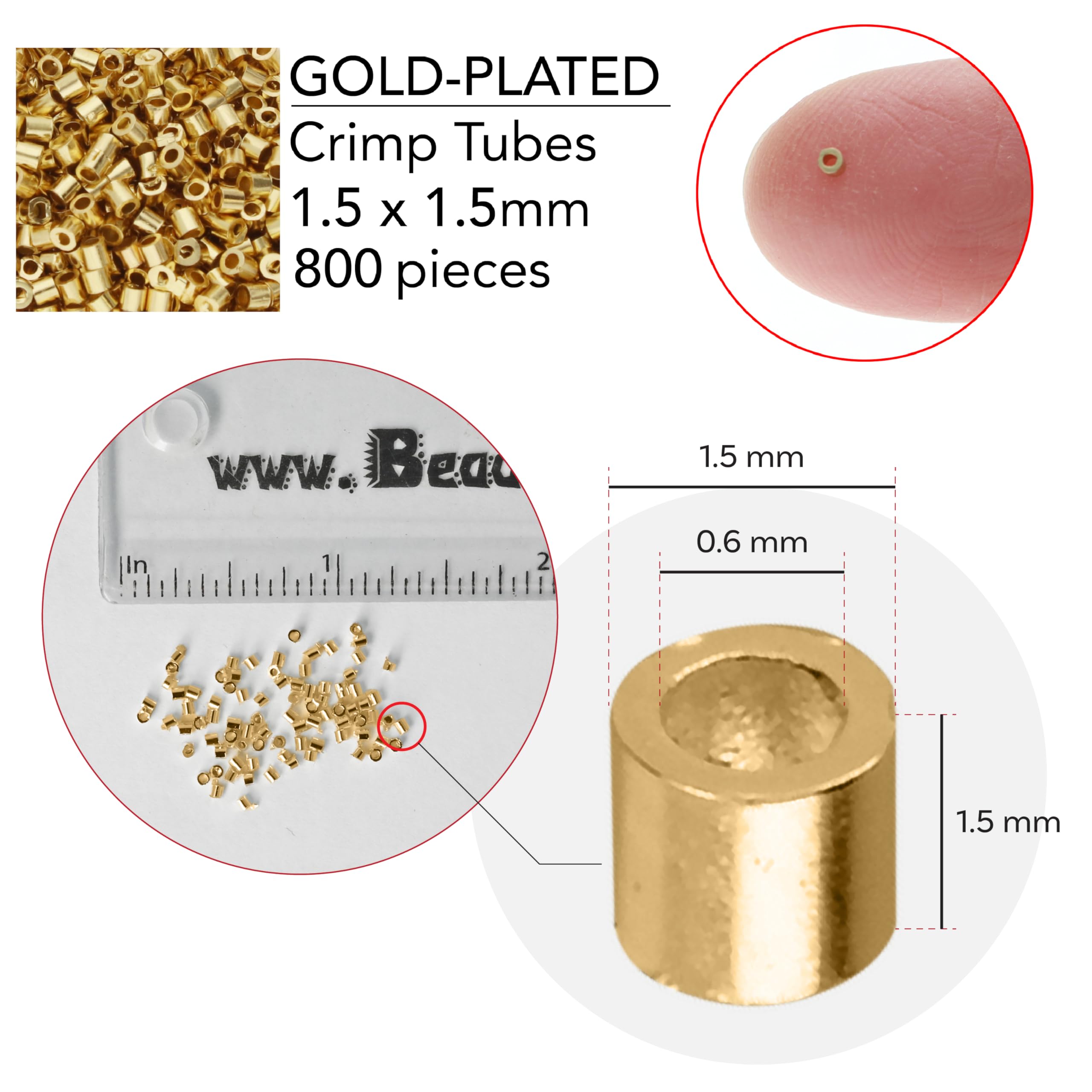 Beadsmith Zaciskarka do rur 1,5 mm Gld Plt 1/2 uncji ok. 800 szt