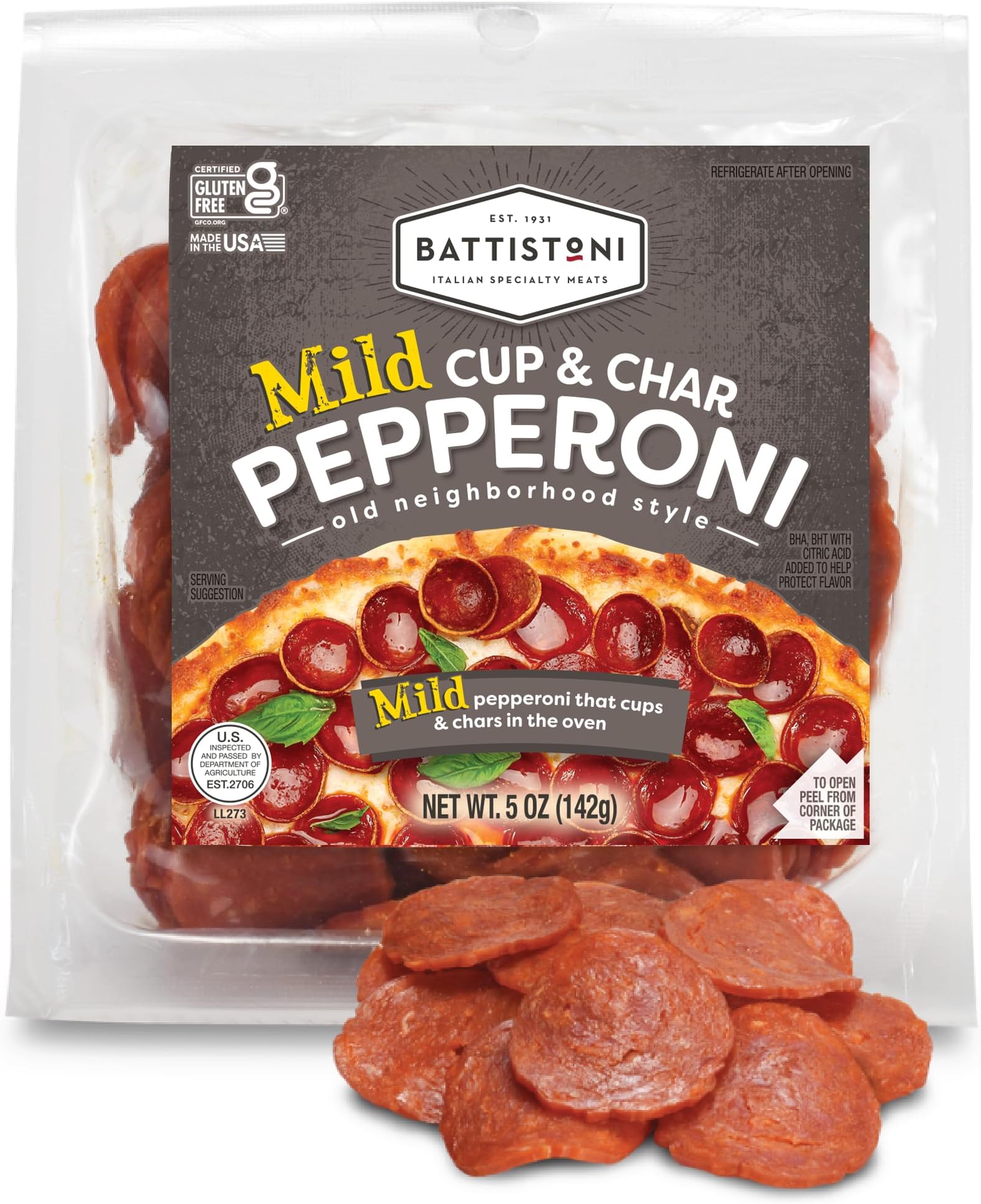 Battistoni Cup and Char Pepperoni - 5oz, Mild