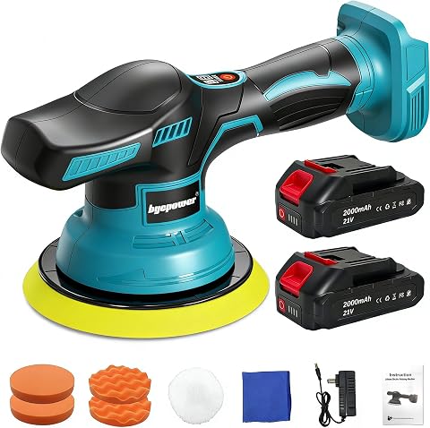 Poliermaschine Auto für Makita 18V LXT Akku,150mm Exzenterpolierer mit 2×21V 2000mAh Batterien, 3 Geschwindigkeiten Polierset für Auto Detailpflege, Boot & Lackkorrektur