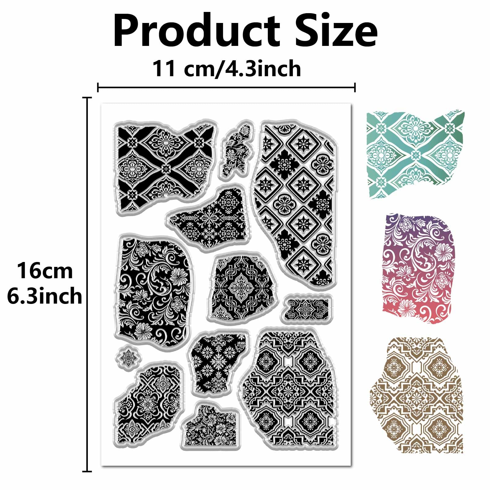 CRASPIRE 2 Styles Flower Tile Clear Stamp Background Texture Rubber Stamps Floral Pattern Reusable Retro Transparent Silicone Stamp Seals for Journaling Card Making Scrapbooking Photo Album Christmas - Image 2