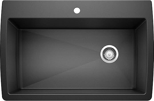 BLANCO, Anthracite 441094 DIAMOND SILGRANIT Super Single Drop-In or Undermount Kitchen Sink, 33.5 X 22