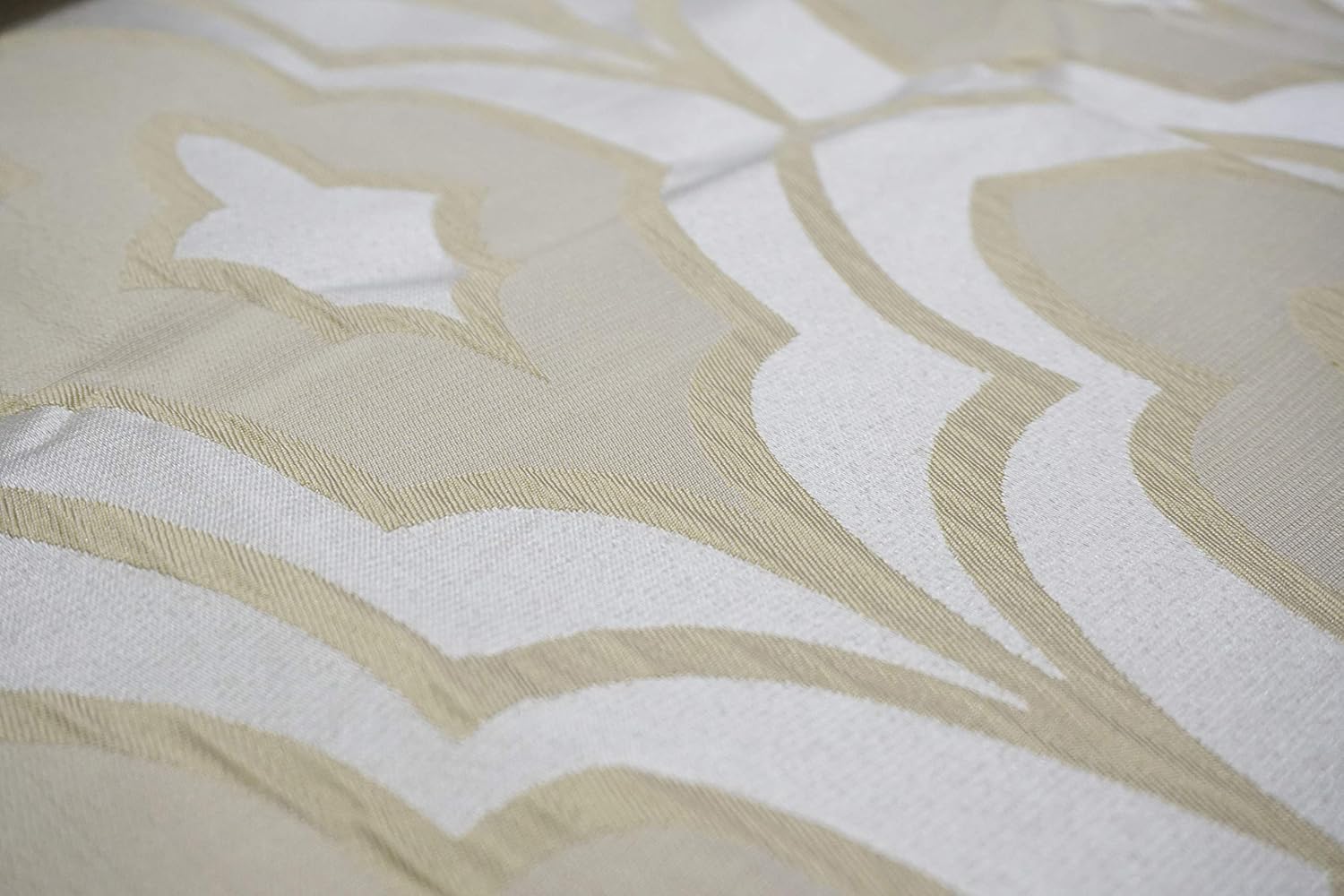 Dainty Home Gramercy Park Geometric Trellis Fabric Shower Curtain, 70 inch Wide x 72 inch Long, Ivory/Tan