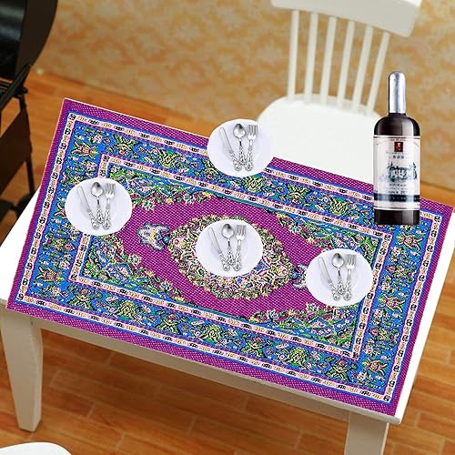 Miniatura 4 de G0lden&Mang0 Juego de 22 muebles de casa de muñecas, 112 decoración de casa de muñecas, 1 mesa de comedor de madera y 4 sillas, 1 alfombra de pavo