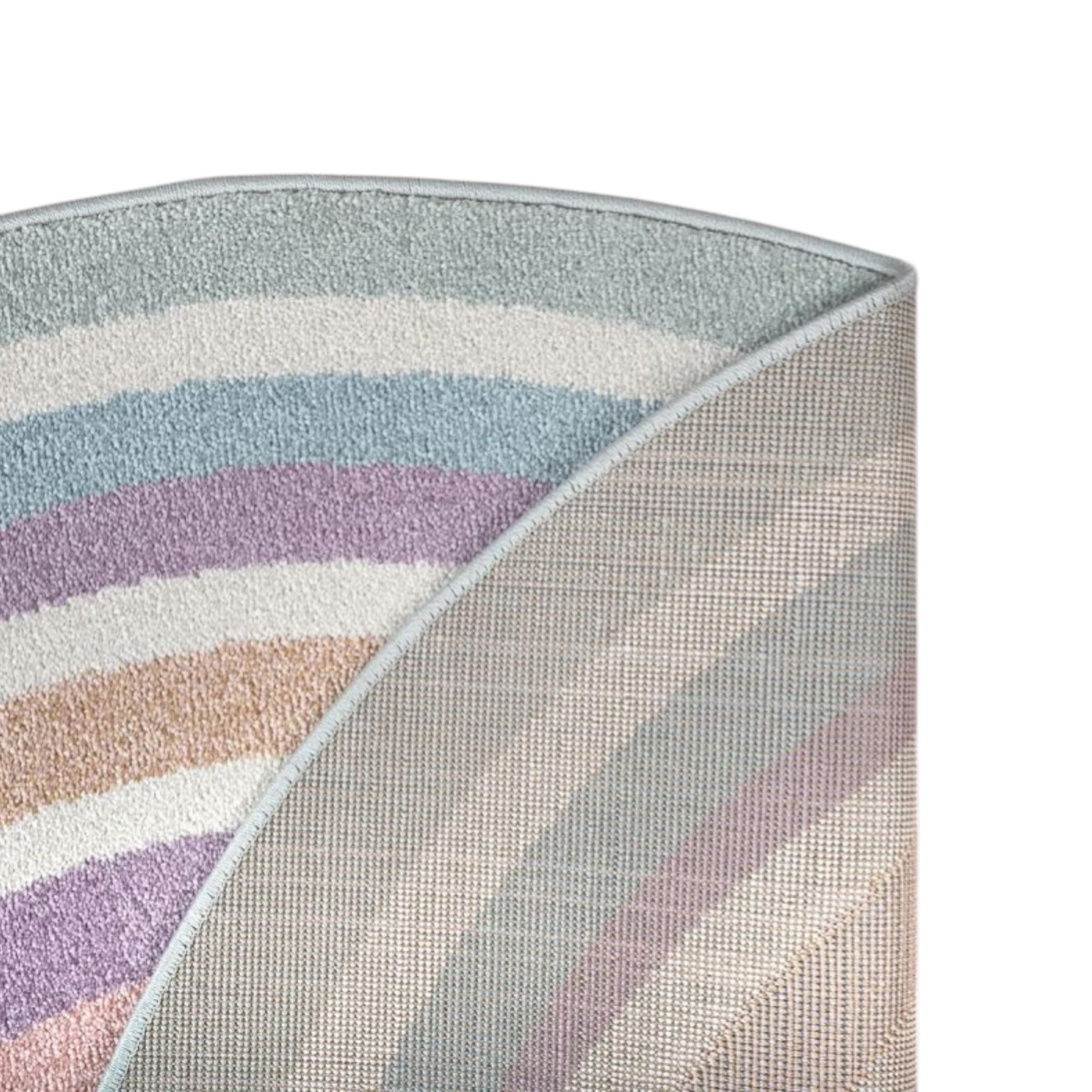 CARPETIA Teppich Kinderzimmerteppich rund Kreise Pastell kindgerecht Struktur weich 160 x 160 cm rund
