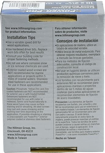Miniatura 3 de Power Pro 48601 Tornillos para madera, #10 x 2-12 pulgadas, tornillos de cubierta premium para exteriores, resistentes a la corrosión, bronce