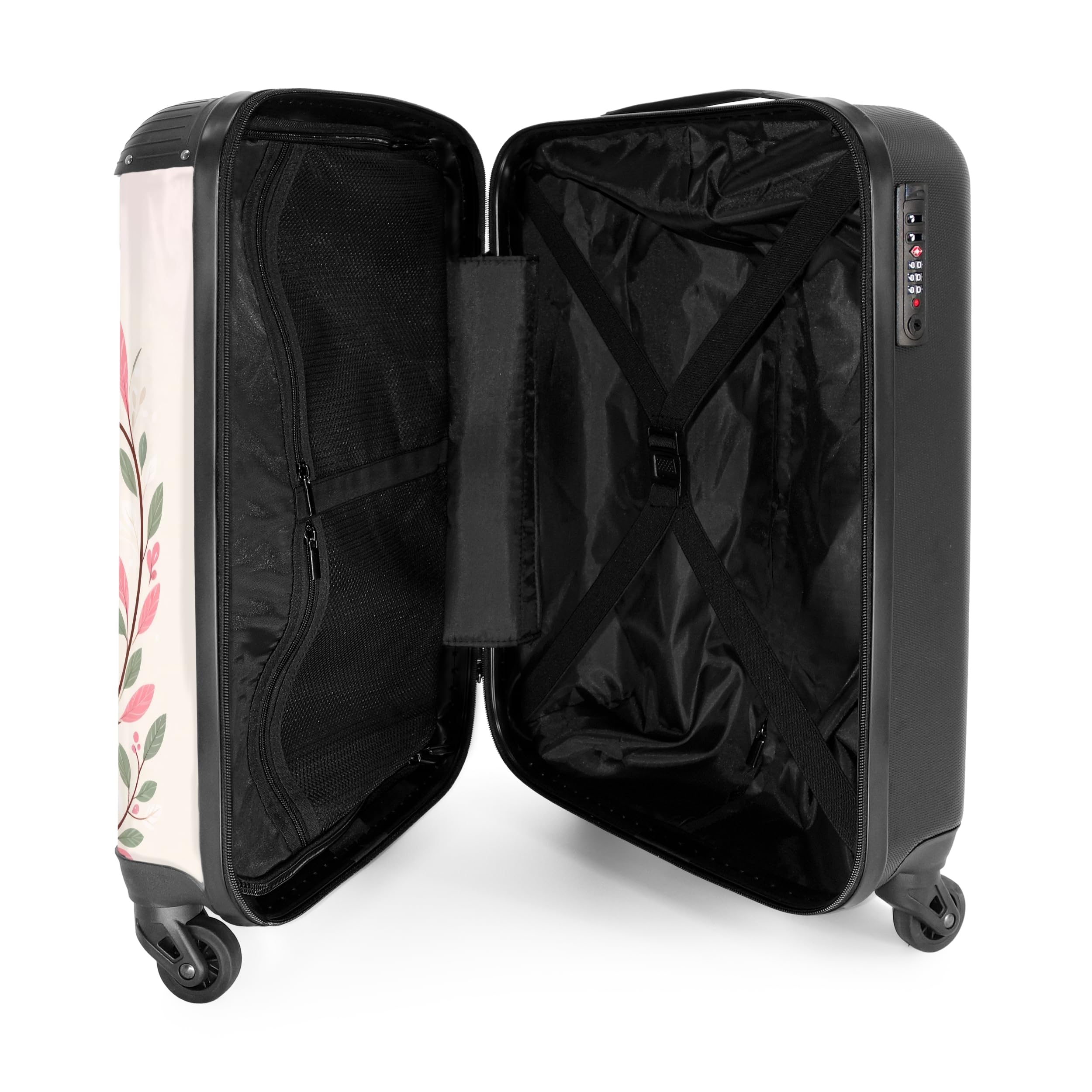NoBoringSuitcases.com Valise Cabine Enfant Fille - Bagages à Roulette Personnalisable, 55x35x25cm (Hiboux - Pastel)