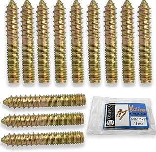 12 Pack 5/16-18x2 Inch Hanger Bolts 5/16-18'' Double Headed 5/16 Wood Dowel Screw Self-Tapping for Furniture Screws Threaded Rods Bolt 50mm Length, (YLK2022060703)