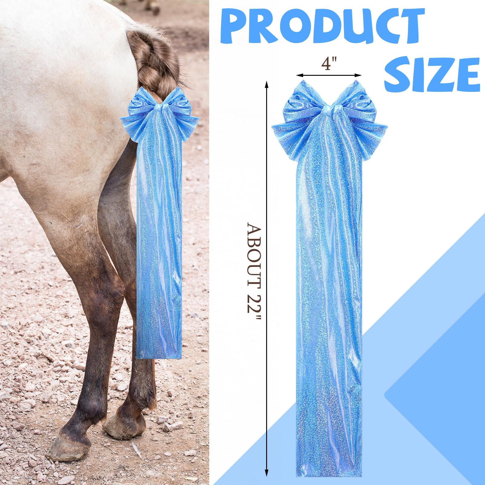 Huhumy 6 Pcs Vibrant Tail Wrap for Horses Breathable Iridescent Horse Tail Bag Guard Slip on 2 Strand Closure Straps Grooming Supplies to Keep Clean from Dirt Breakage Rubbing 6 Designs
