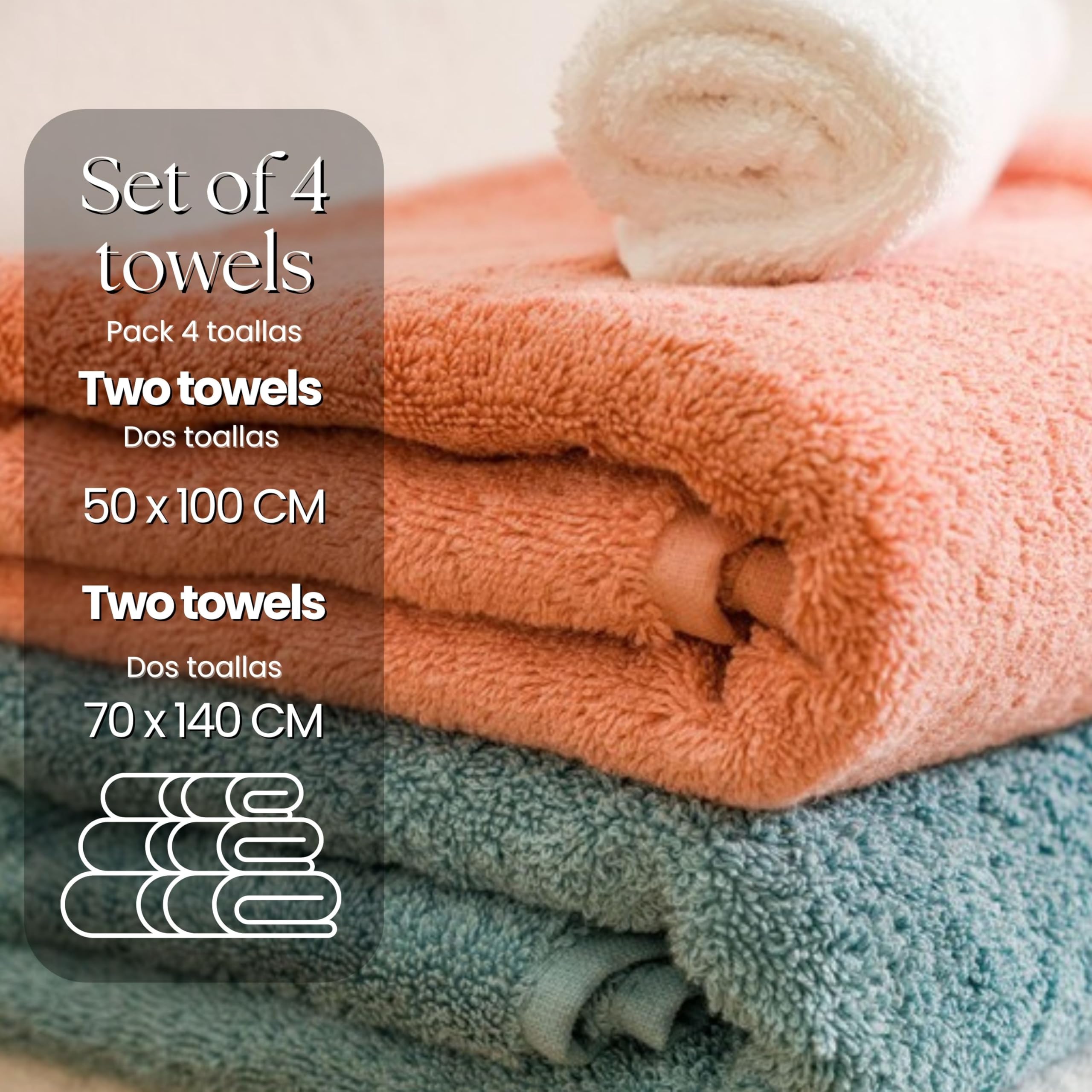 Set Asciugamani Giallo 8 Pezzi - 100% Cotone Per Bagno, Morbidi E Assorbenti - Foto 6