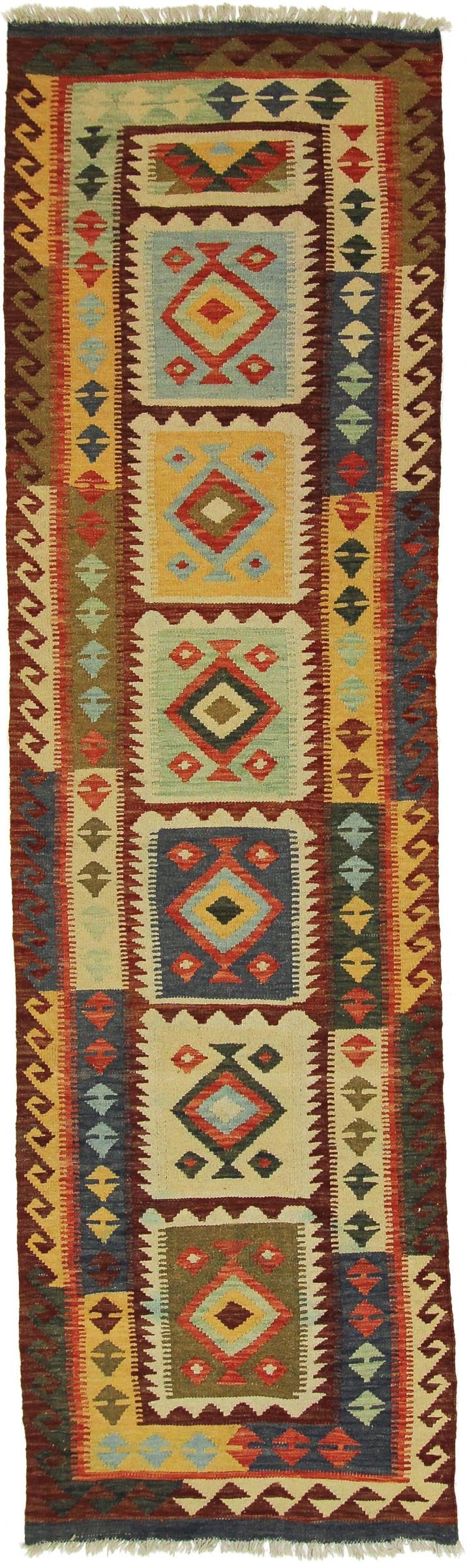Tapis de course Kilim Afghan en laine 83x293 pour entrée chaleureuse