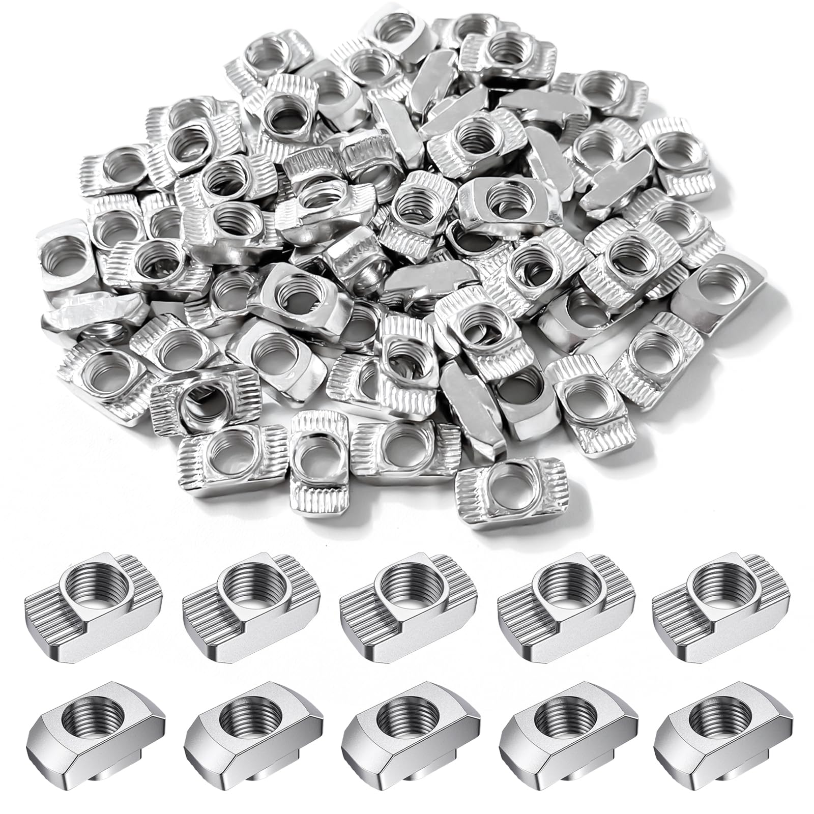 60 pietre scanalate M8, filettatura M8, scanalatura da 10 mm, 8 lunghezze scanalate, acciaio al carbonio, profilo 40 x 40, adatte per scanalature profilate in alluminio (EU40-M8). Adatto per progetti