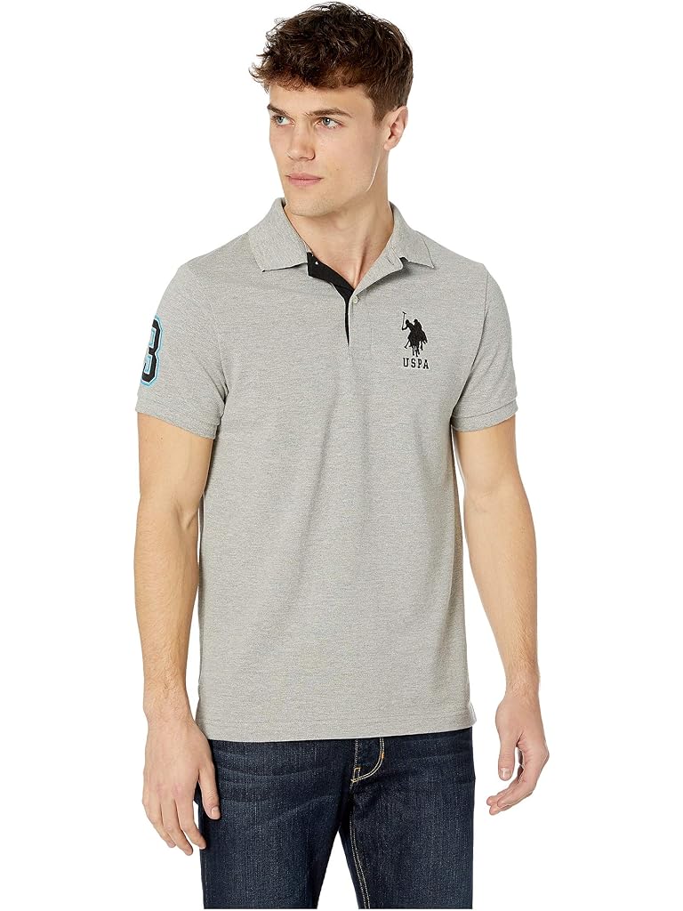 U.S. POLO ASSN. Slim Fit Big Horse Polo with Stripe Collar