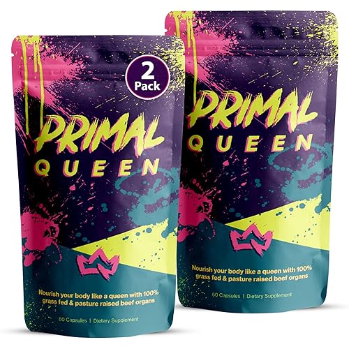 Primal Queen Female-Optimized Beef Organ Superfood Supplement – Grass-Fed, Pasture-Raised Beef Liver, Kidney, Heart, & More – Hormone Balance & Energy for Women – Pack of 2