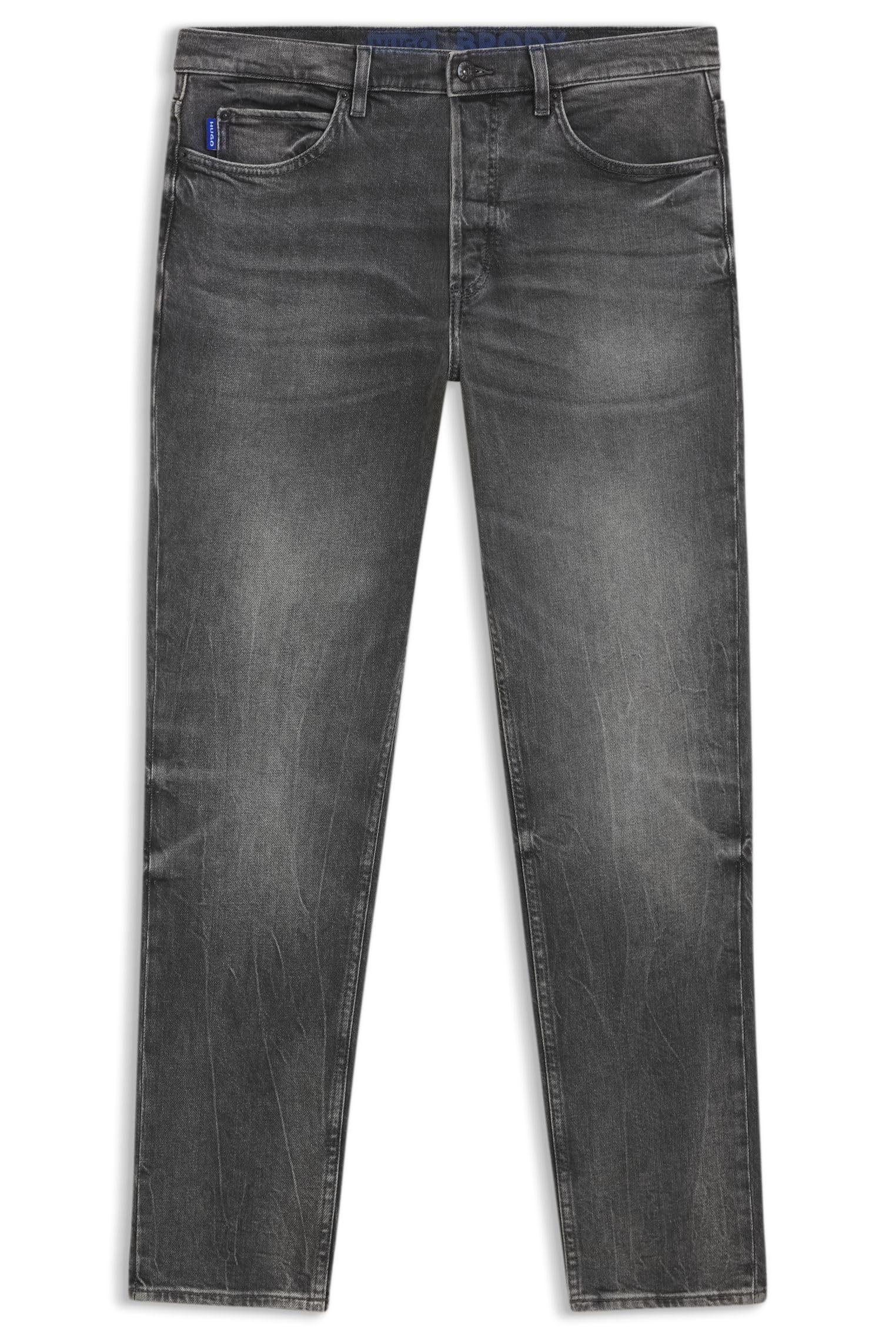HUGO Herren Brody Dunkelgraue Tapered-Fit Jeans aus Stretch-Denim