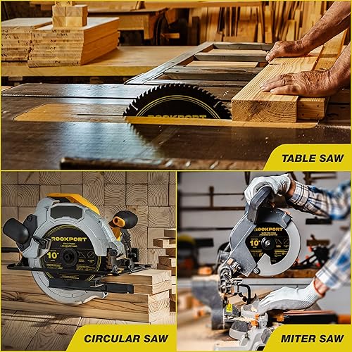 Miniatura 6 de ROCKPORT Hojas de sierra de mesa de 10 pulgadas, 60 dientes, (paquete de 3) hojas de sierra de mesa de 10 pulgadas y hojas de sierra de inglete de