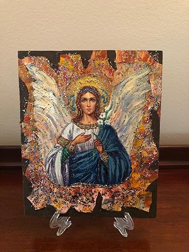 Miniatura 2 de "Archangel Gabriel" 7x 5,5 Collectible, Hand-Painted Icon On Wood Panel - Alexander and Vera Antanenka, with Certificate Of Authenticity
