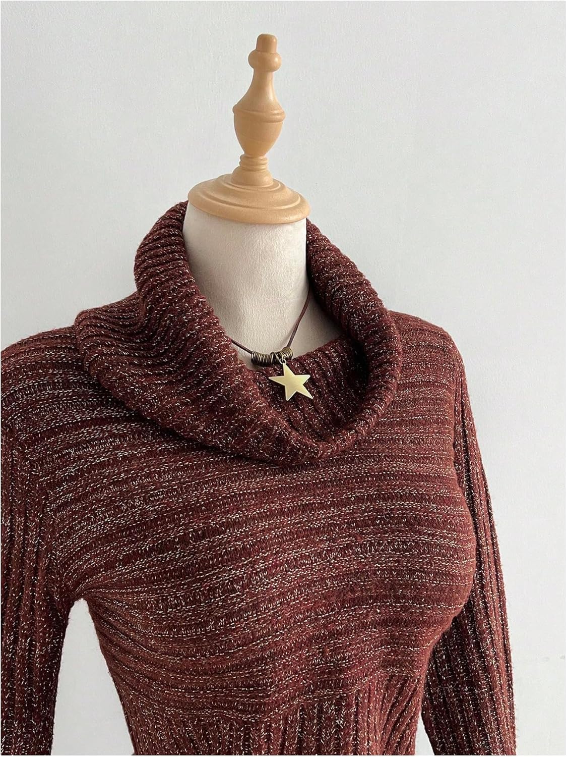 Women's Turtleneck Ribbed Knit Sweater Long Sleeve Slim Fit Vintage Jumper Fall Tops - Image 4