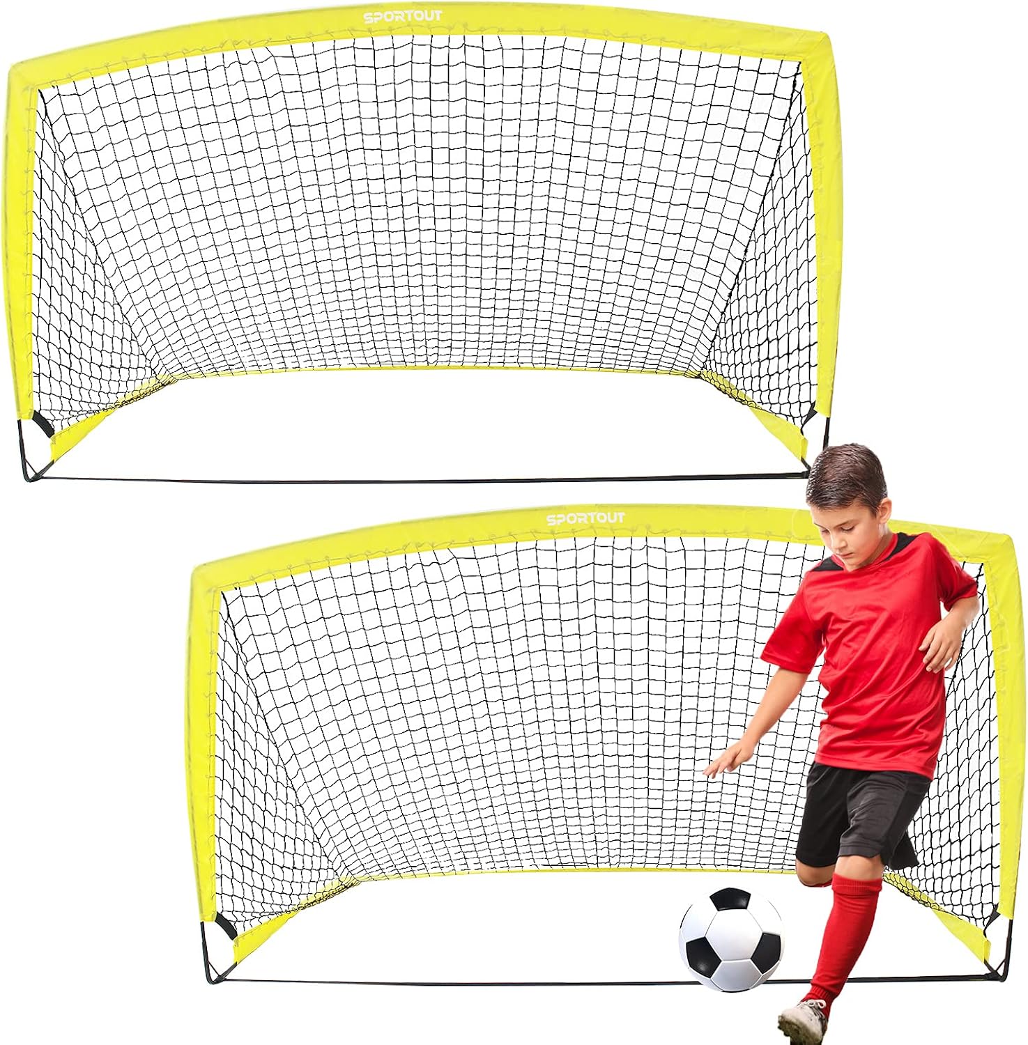 Sportout Portable Soccer Goal, Training Soccer Net for Backyard, Garden, Indoor, Outdoor, Training, Practice Goals (6'3"x 3'7")