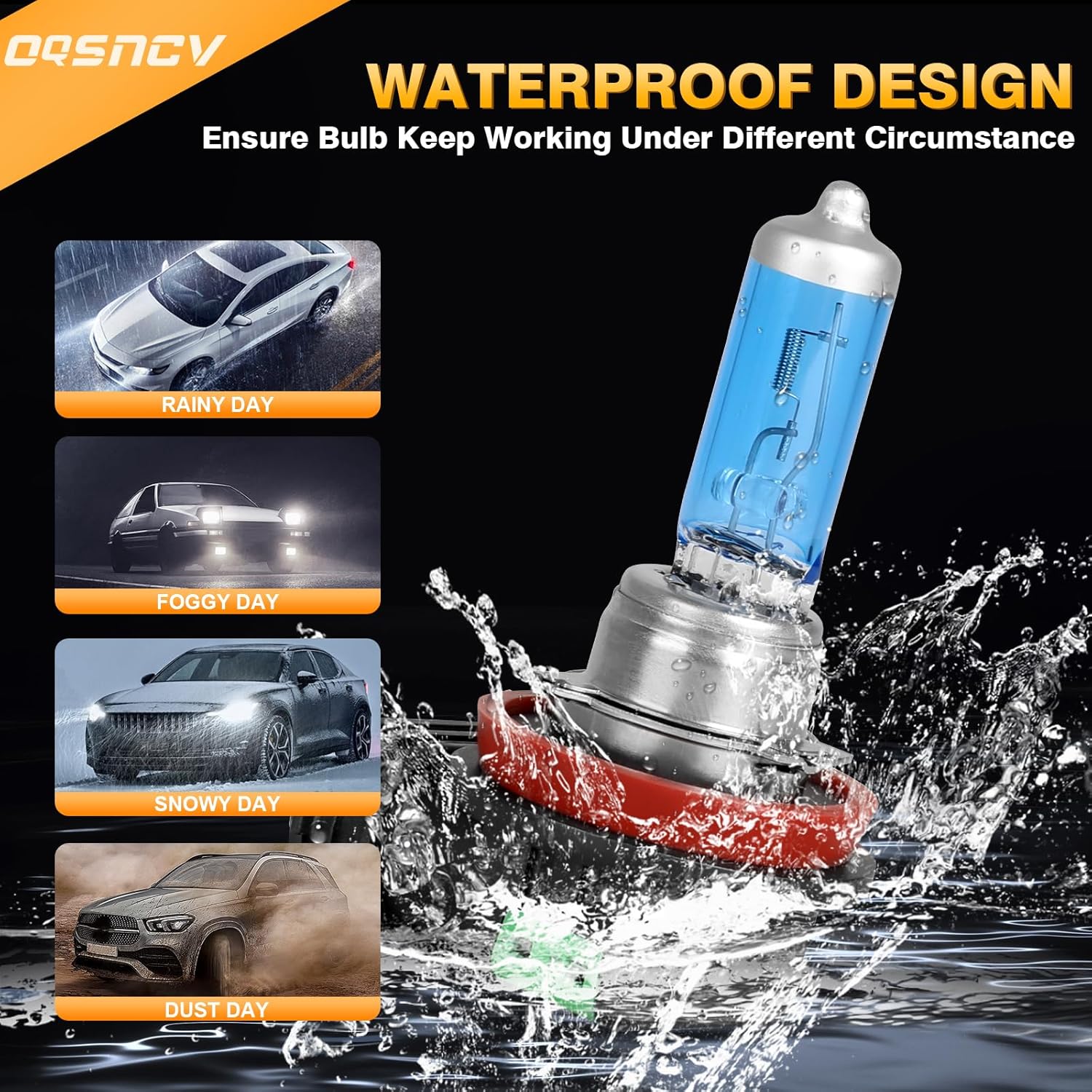 OQSNCV Fit for Jeep Grand Cherokee (2017 2018 2019 2020 2021 2022) Halogen Headlight Bulbs, H9 High Beam+ H11 Low Beam+ H11 Fog Light Headlamp Replacement Bulbs Kit 100W 4200K, Pack of 6