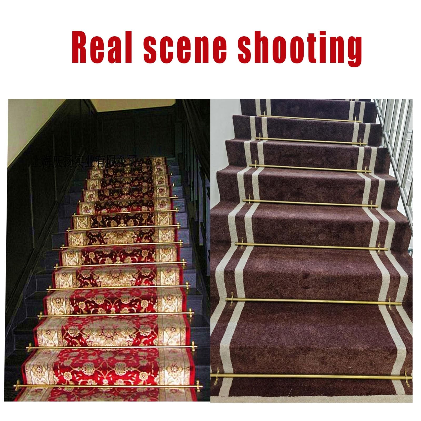 D - Varillas de latón para escaleras de alfombra – 14 varillas de presión de 97 cm para accesorios de escalera SecureRugs, fácil instalación, perfecto para decoración del hogar