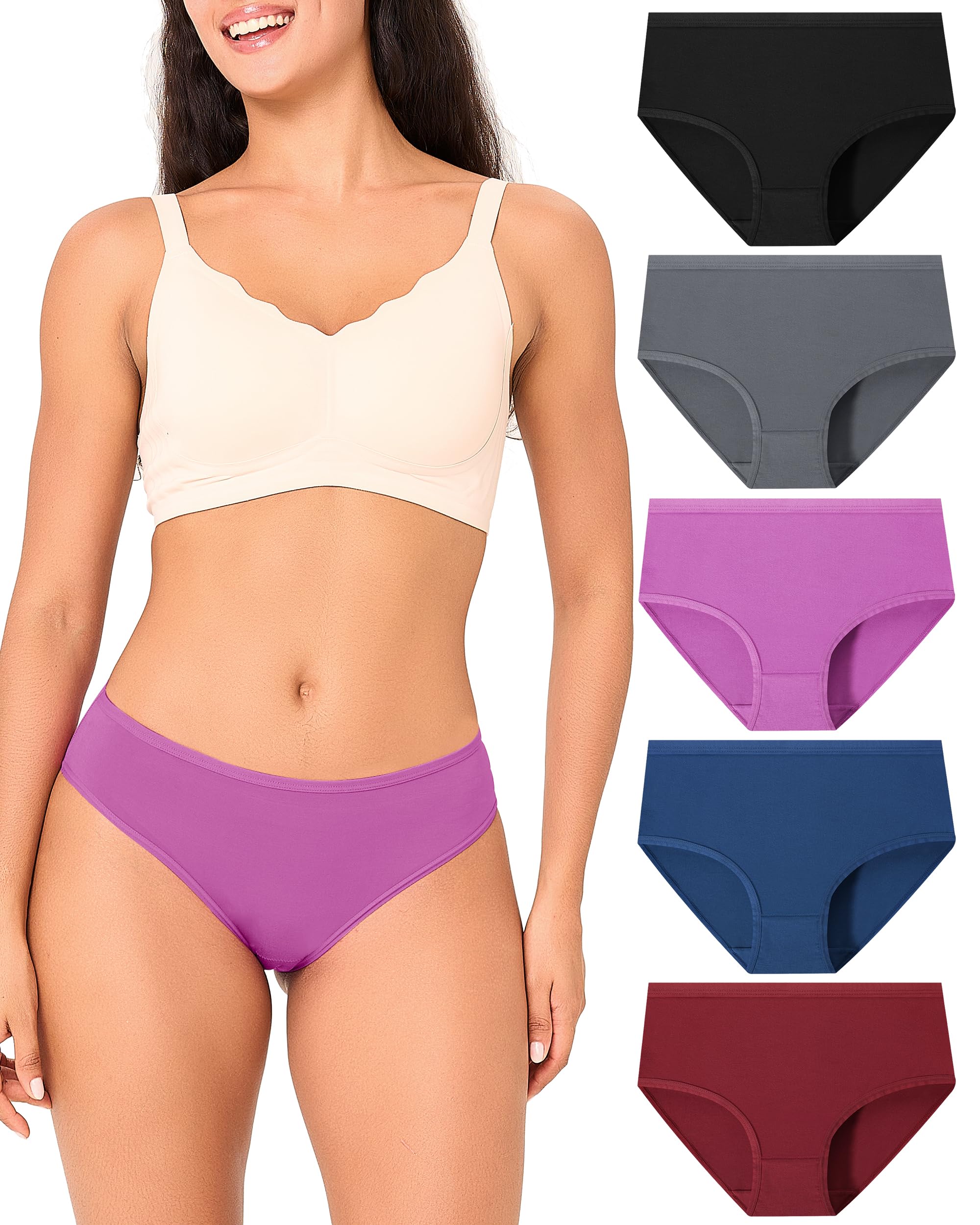 BAMBOO COOL Womens Cool Bikini Briefs for Women Lightweight Panties Stretchy Soft Breathable Underwear 5-pack