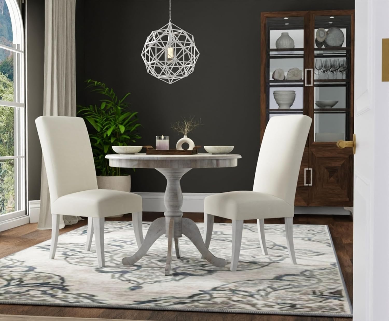 Carolina Chair & Table Fairview Round Dining Table – Classic American Style Furniture, Seats 2-4 Person Wooden Top Pedestal Base Table for Kitchen or Dining Room (Pure White, 42")