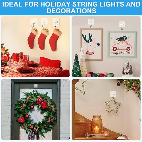 Vista 8 de Large Adhesive Hooks for Hanging Heavy Duty Wall Hooks Self Adhesive Towel Coat Hooks Waterproof Transparent Hook for Bathroom Shower Kitchen Keys