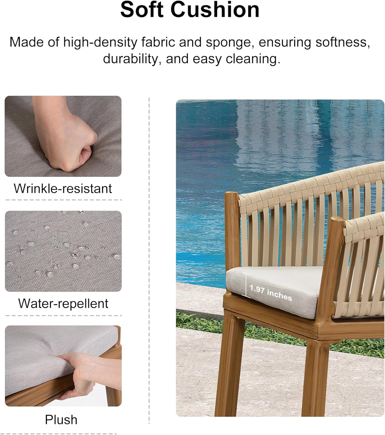 PURPLE LEAF 3 Pieces Outdoor Counter Height Bar Stools Set Patio Aluminium Modern Wicker Bar Chairs and Dining Bistro Bar Table for Balcony Garden Indoor Kitchen Poolside Teak