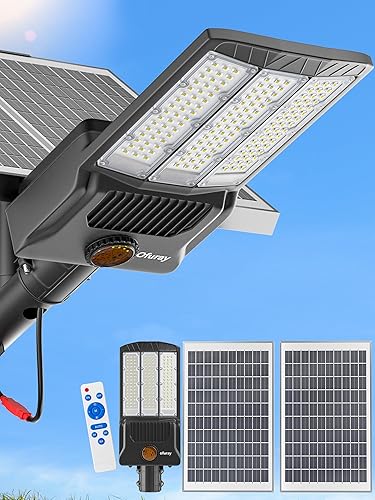 Ofuray Of-9800W Solar Street Lights Outdoor, 750000Lm Solar Parking Lot Lights Commercial Dusk to Dawn, 6500k IP67 Big Power with Remote Control for