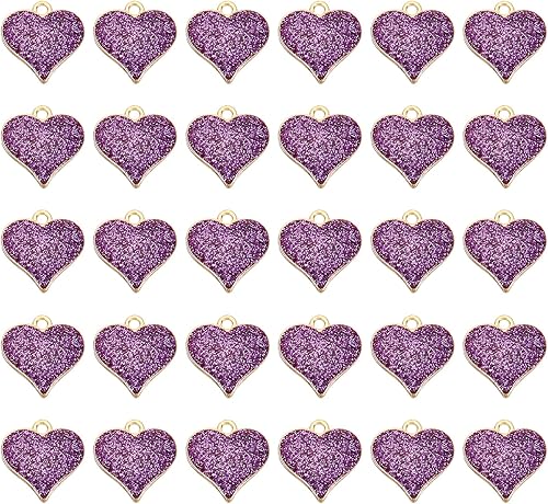 PATIKIL Dije de corazón, 30 piezas de mini dije de corazón encantador de resina a granel, hermoso diseñador lindo para hacer joyas, pulseras,