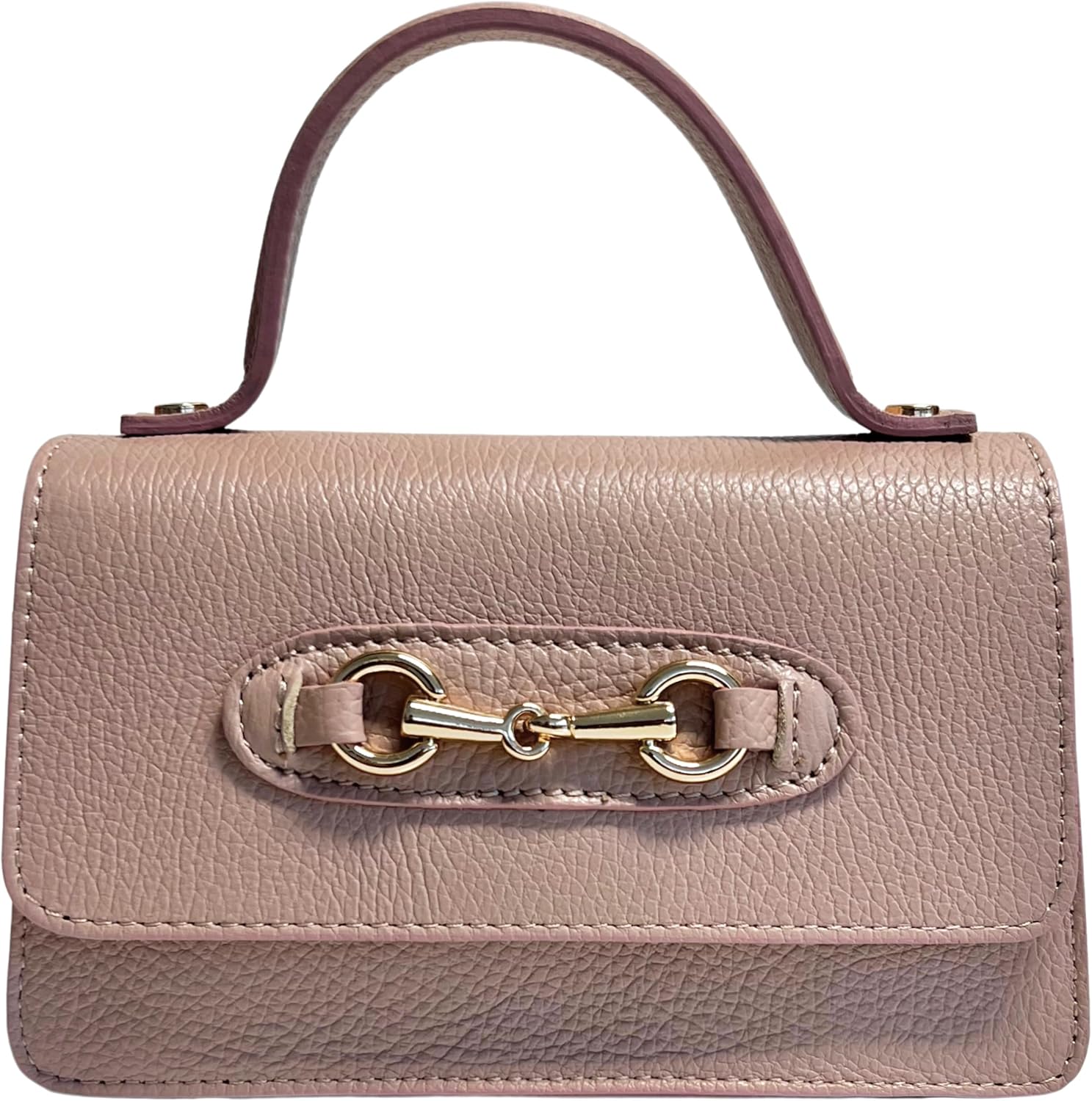 Modarno Horsebit Metallic Clamp Shoulder Bag 20 x 7 x 12 cm, beige  