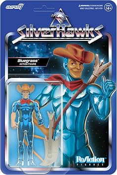 Super7 SilverHawks Bluegrass (Toy Version) Reaction Figure - 3.75 SilverHawks Action Figure with Accessory Classic Cartoon Collectibles and Retro Toys