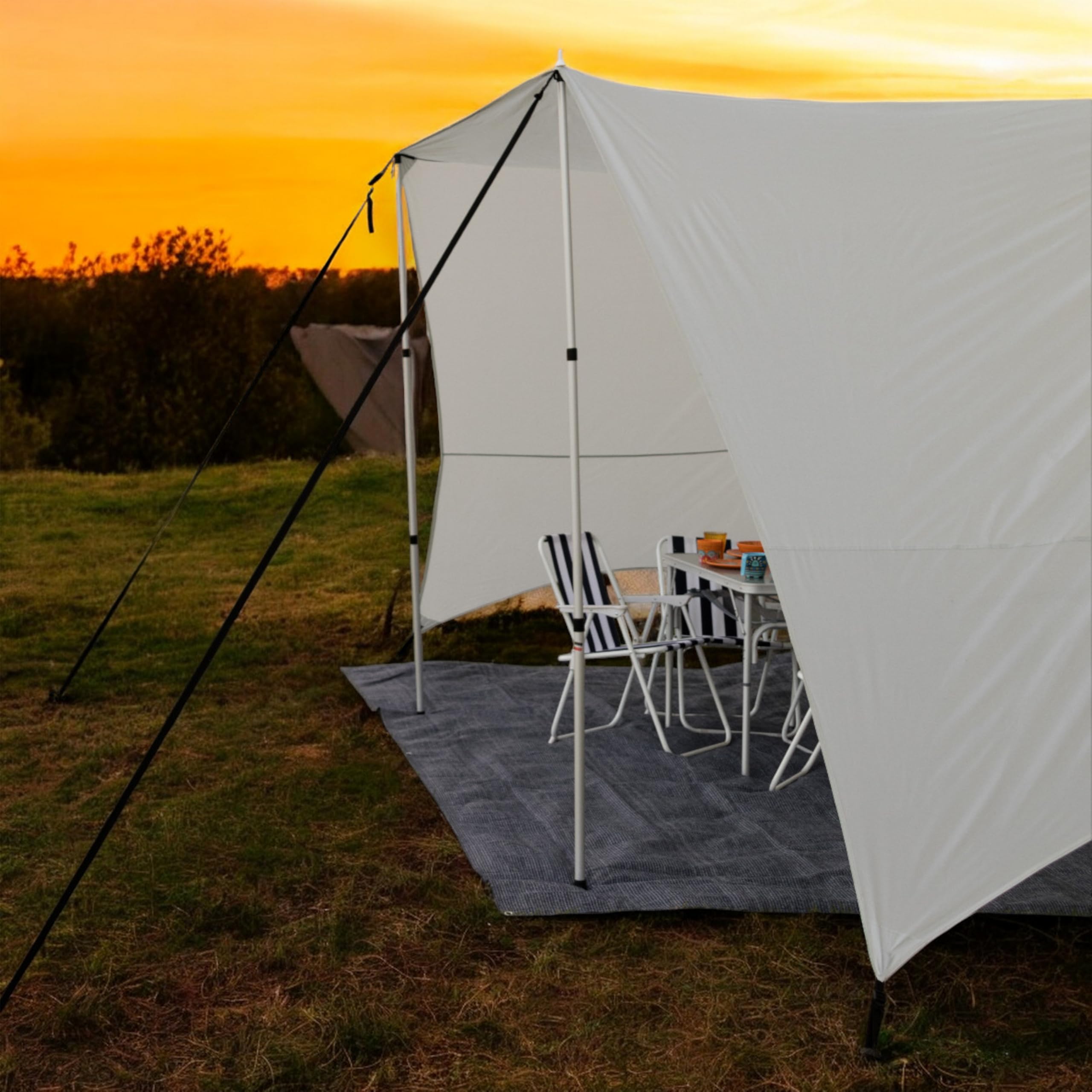 Sonnensegel 250x240 mit Seitenwänden Wohnwagen Vorzelt Camping Gestänge Sonnenschutz 5000mm Wasserfest Tarp