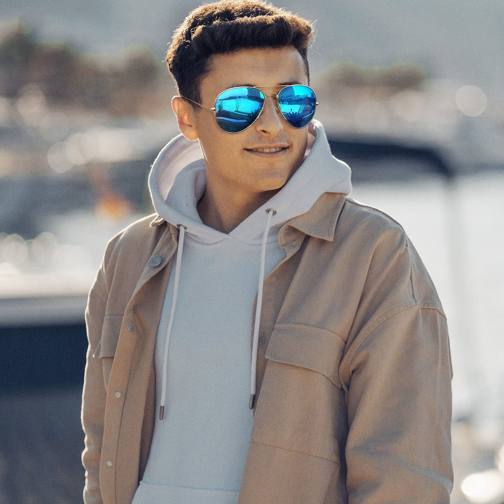 KANASTAL Occhiali da Sole Goccia Uomo Donna Polarizzati con Protezione UV400 Specchio Vintage Montatura Grande Metallo Alla Moda Sunglasses