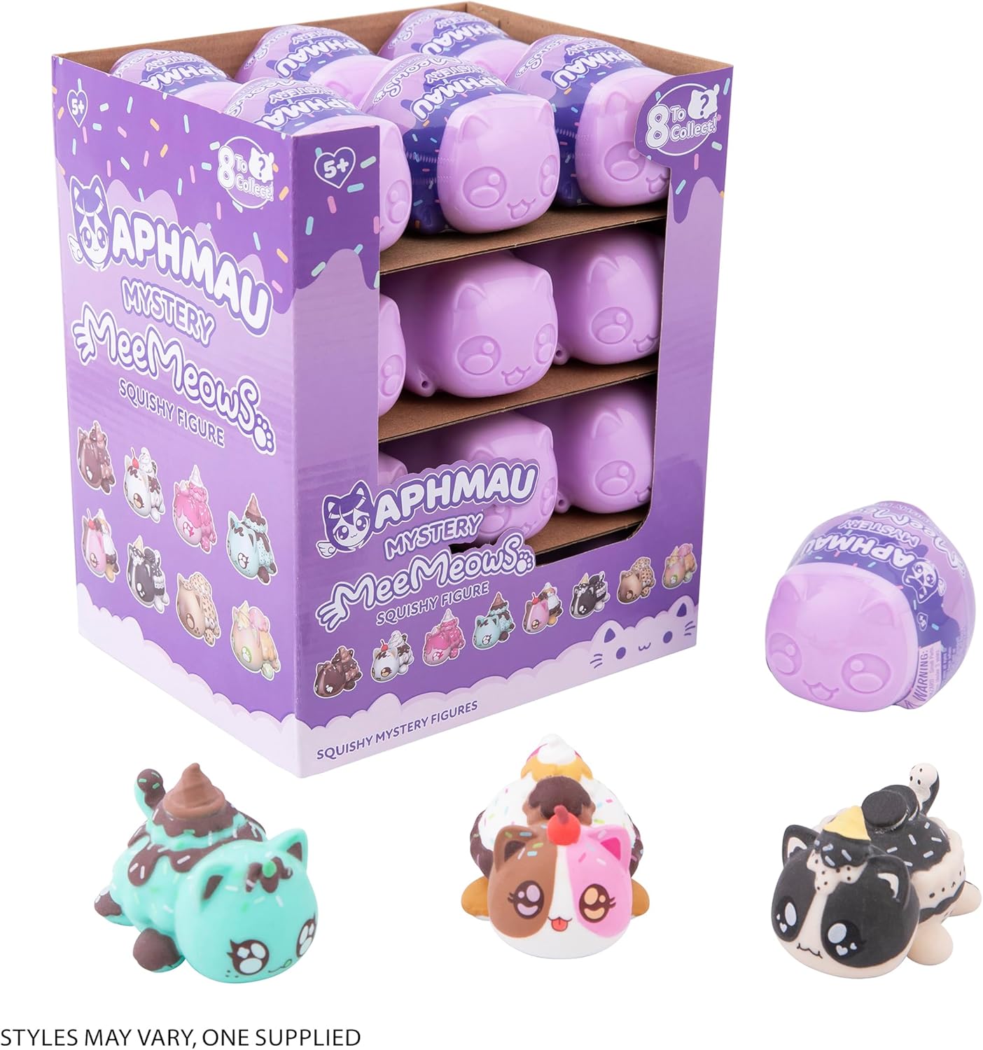 Aphmau MeeMeow Mystery Squishy Figures; Series 3- Ice Cream; Blind Box, 1 of 8 Possible Ice Cream MeeMeows, Official Merch