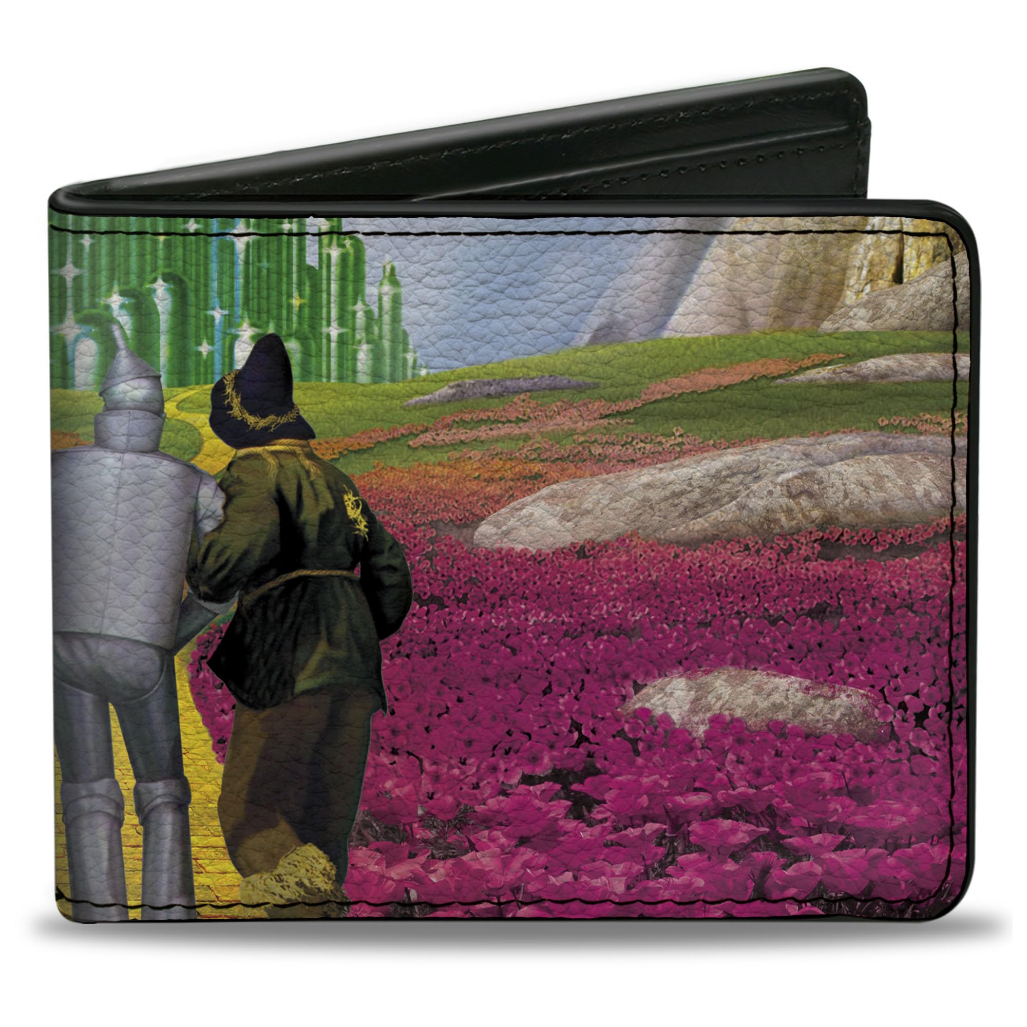 Movies Wallet, Bifold, Wizard of Oz Yellow Brick Road Poppy Field and Emerald City, Vegan Leather