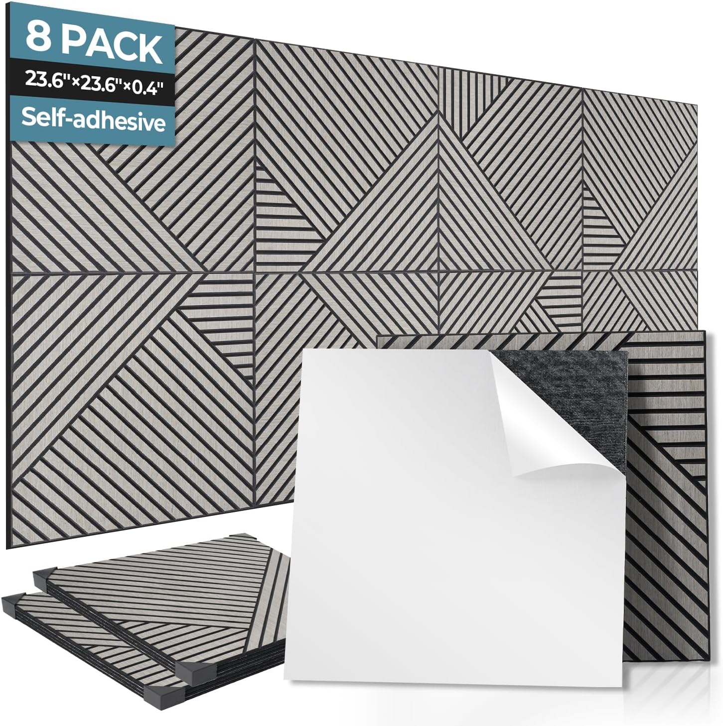 AKUMAX 8 Pcs Wood Panels for Wall Peel and Stick-Decorative Fluted Slat Wall Paneling-Soundproof Wall Paneling for Interior Wall Decor,Studio, Living Room (Sineroak)