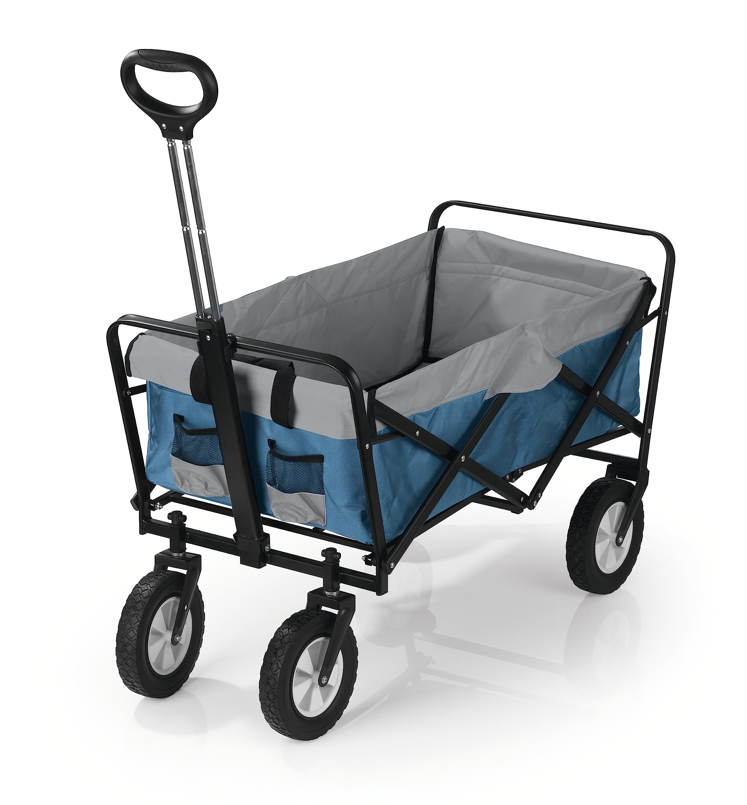 EASYmaxx Wózek ręczny, udźwig do 80 kg, składany, nowoczesny design, wytrzymałe pokrycie nylonowe, przeguby obrotowe 360° na przednich kołach, z osłoną (niebiesko-szary)