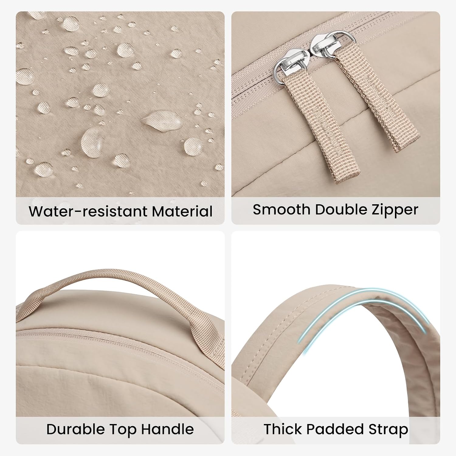 G4Free Small Nylon Backpack for Women Men, Lightweight Bookbag Backpack Daypack for Travel Work School Hiking, Khaki