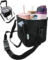NoNa & Bee 4 Water Bottle Holder with Strap | Family Size 4 Compartment Drink Bag, Multiple Tumbler Carrier Caddy | Adjustable Fits Large & Small Drinks | Hands Free, Won't Tip Over in Car