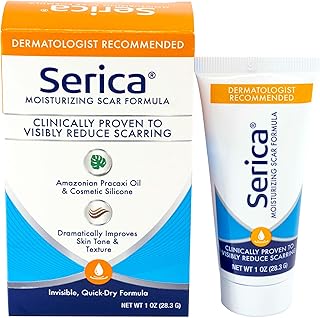 Serica Scar Gel Advanced Silicone Formula, Visibly Reduces the Appearance of Scars from Surgery, Acne, Injuries - Clinically Proven Results, 1oz
