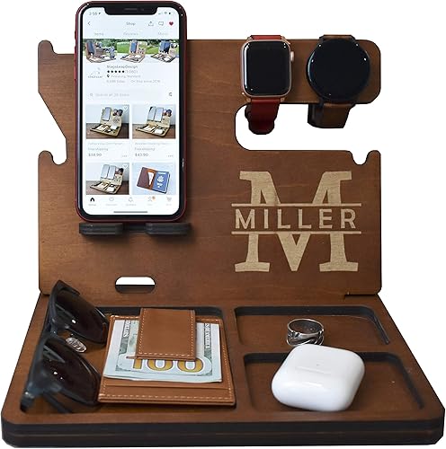 Wooden Personalized Desk Organizer - Anniversary Gifts For Husband